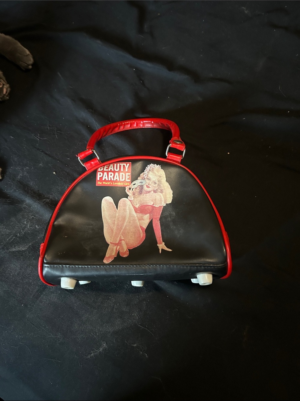Black and Red Mini Top-Handle Bag